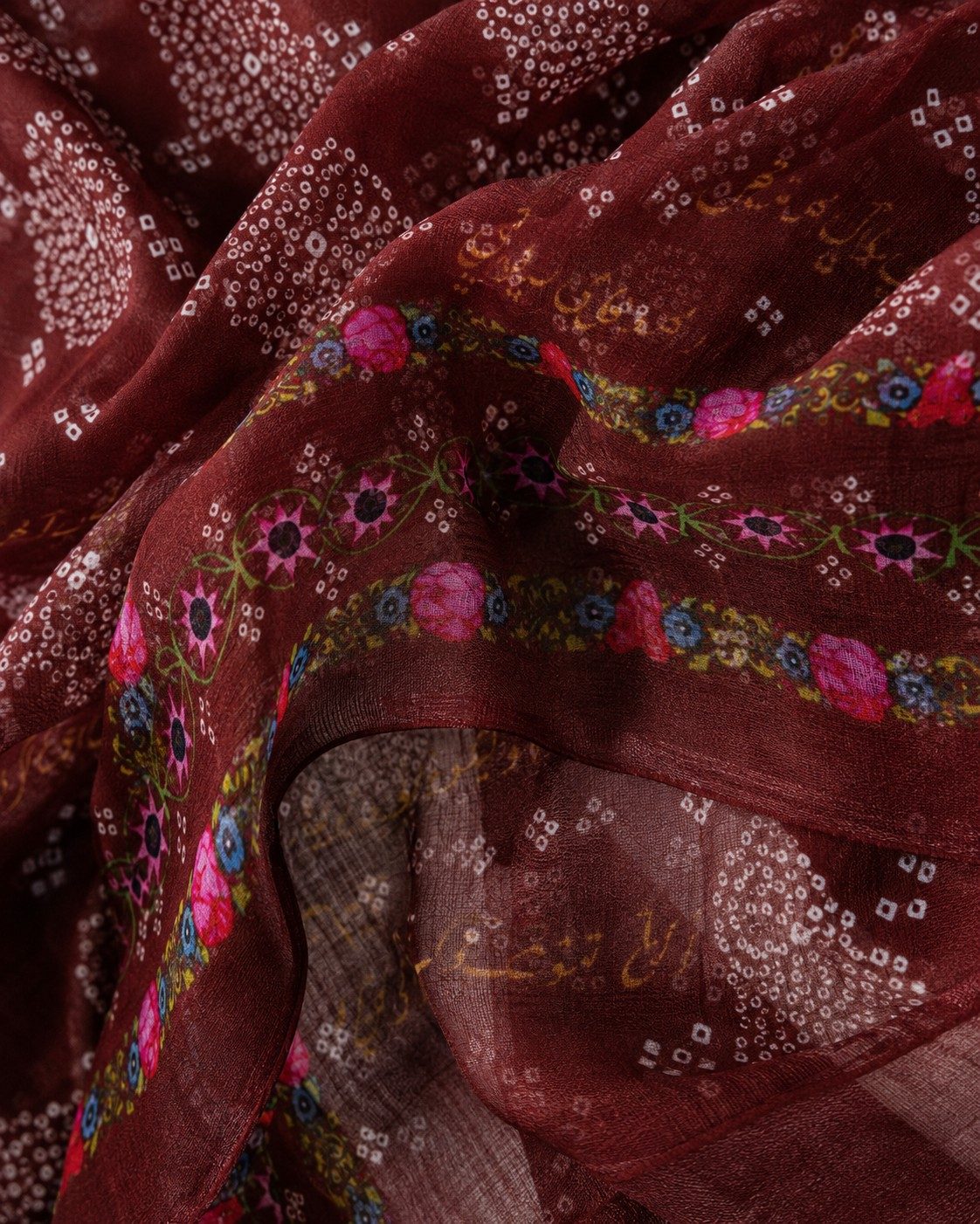 30s Print Modal Bandhani Floral Border Hijab wholesale manufacturer China detail