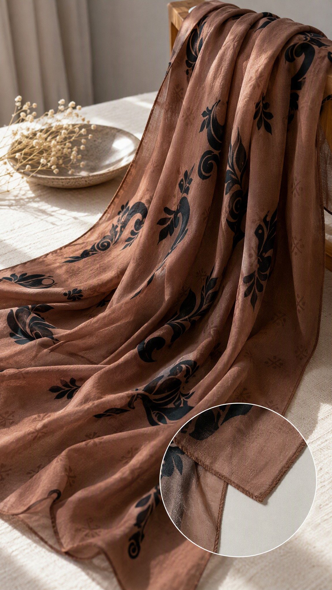 30s Modal Baroque Floral Print Hijab wholesale manufacturer China detail
