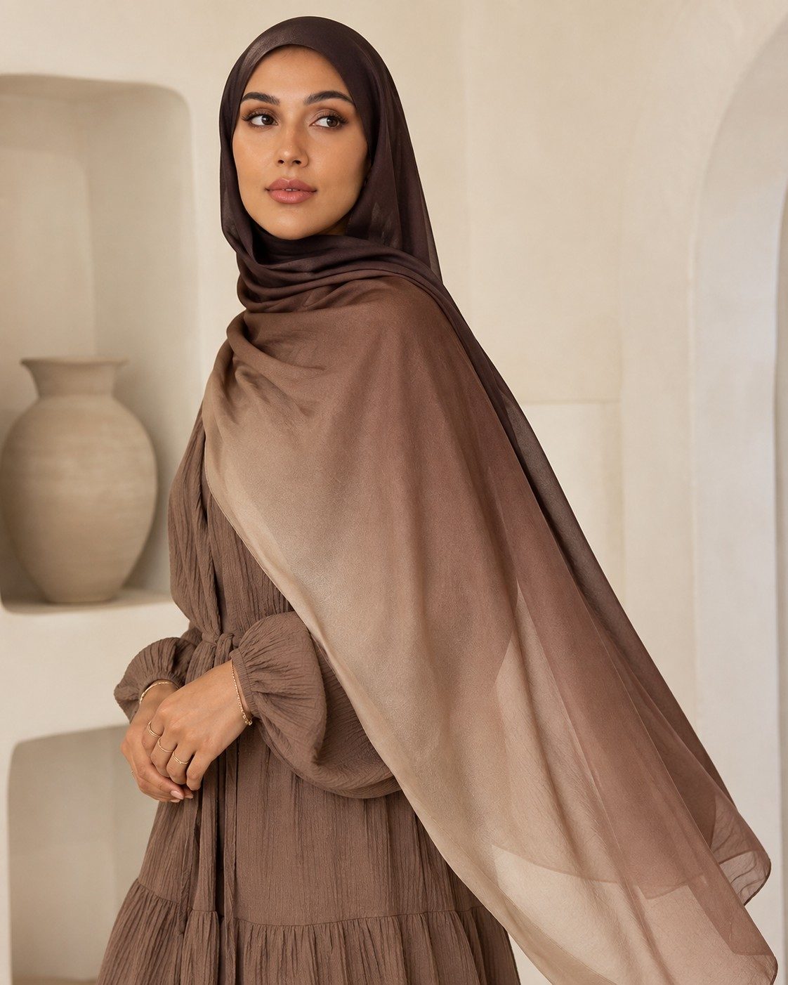 30s Print Modal Chocolate Mocha Ombre Hijab wholesale manufacturer China detail