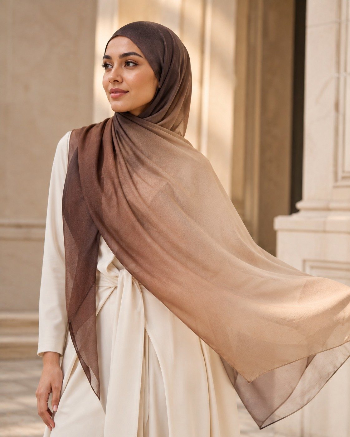 30s Print Modal Chocolate Mocha Ombre Hijab wholesale manufacturer China detail