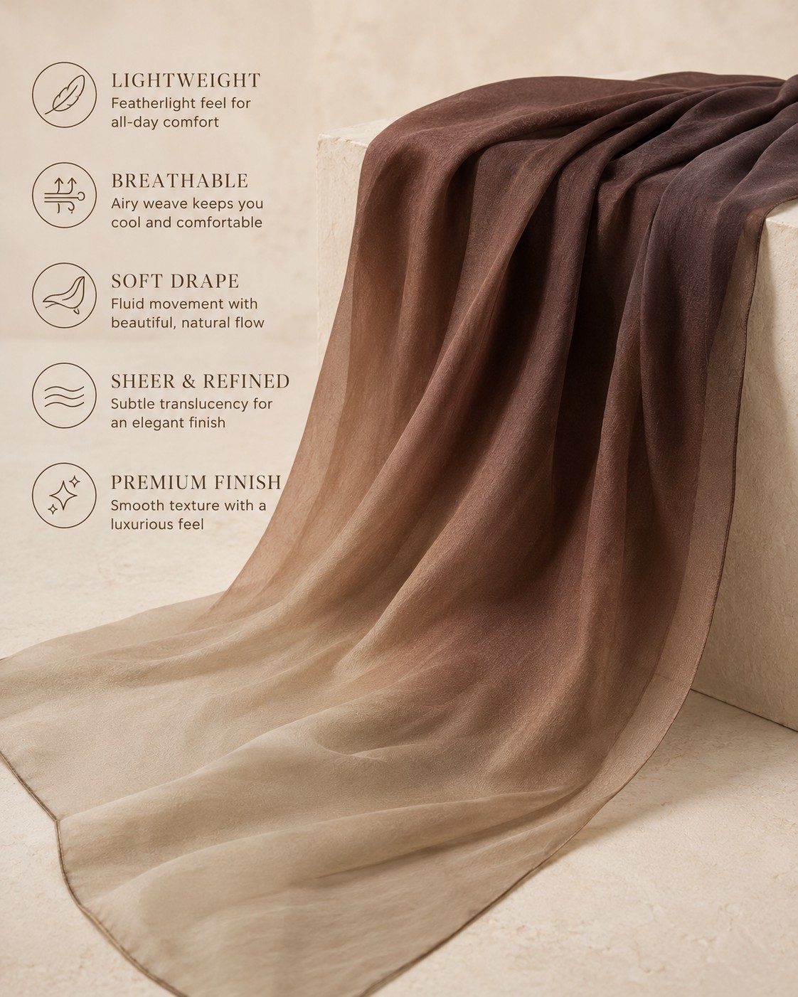 30s Print Modal Chocolate Mocha Ombre Hijab wholesale manufacturer China detail