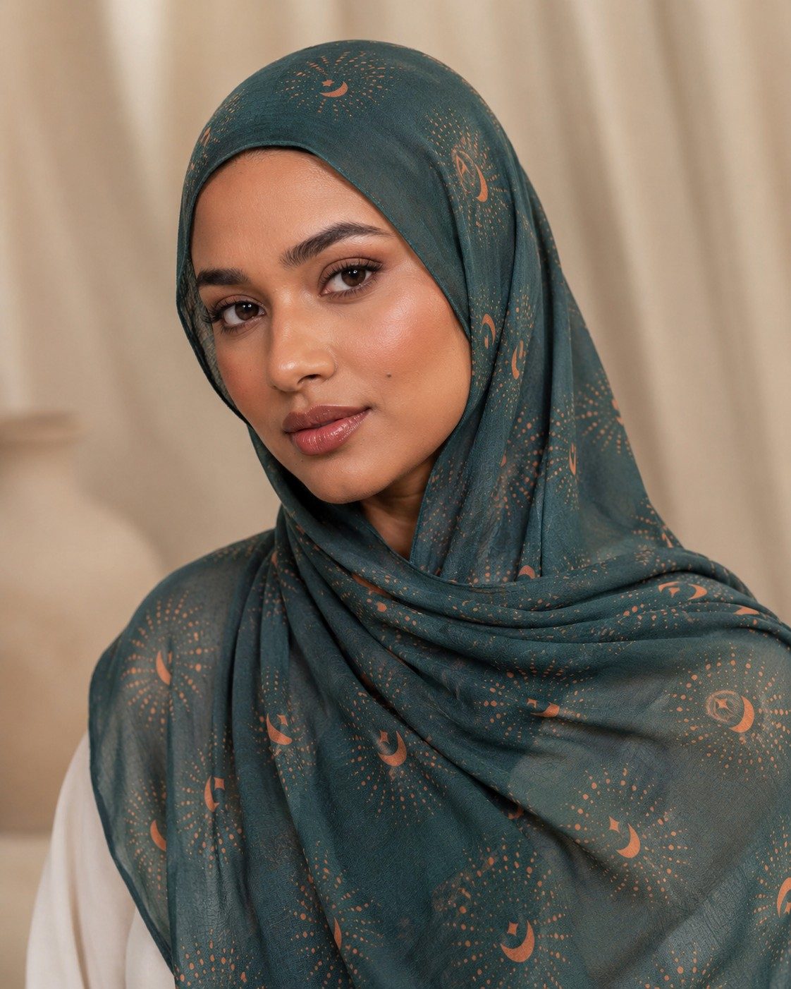 30s Print Modal Crescent Moon & Star Hijab wholesale manufacturer China detail