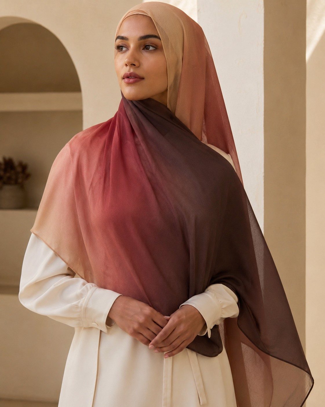 30s print modal ombre gradient hijab wholesale manufacturer China OEM