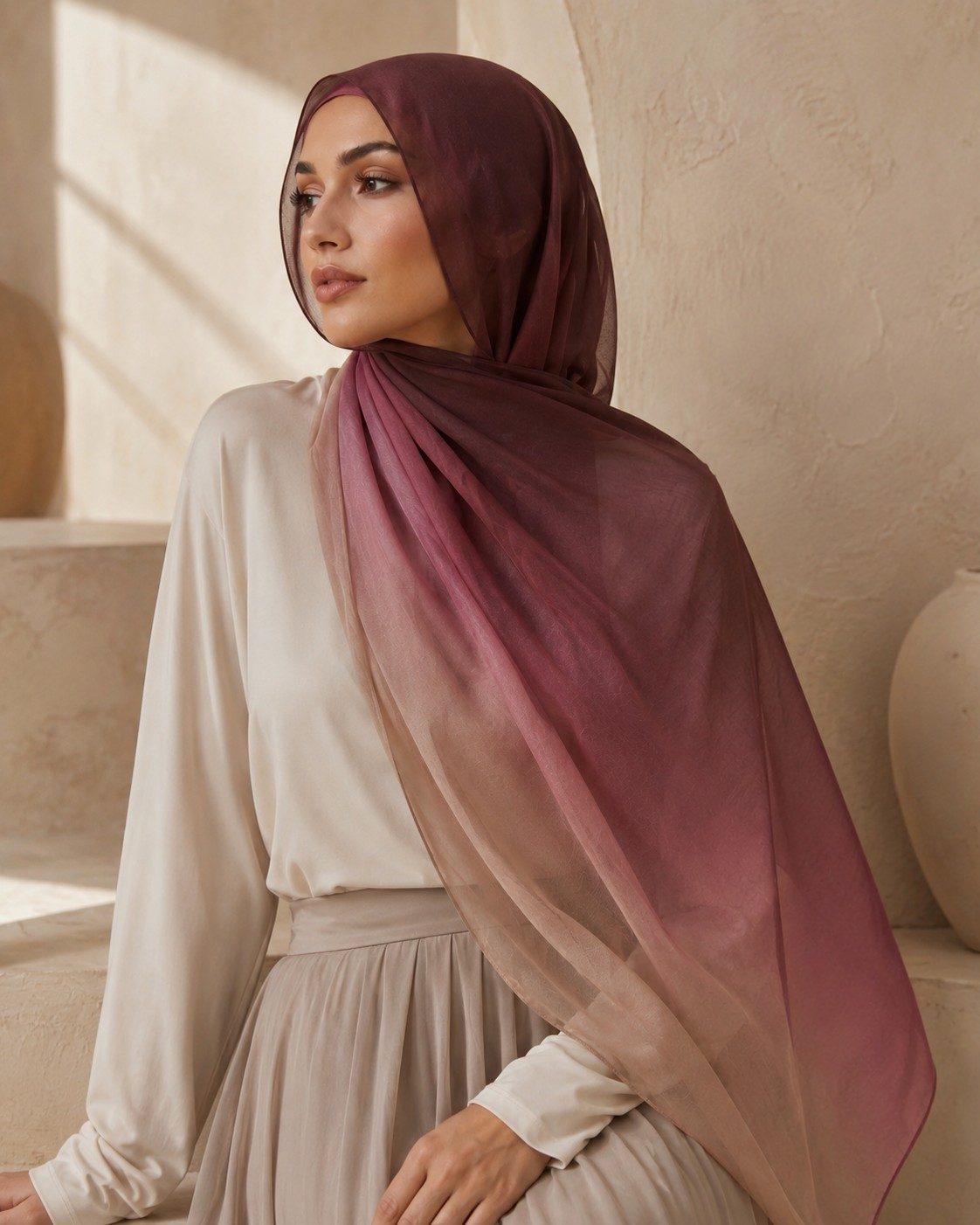 30s Print Modal Plum Rose Ombre Hijab wholesale manufacturer China detail