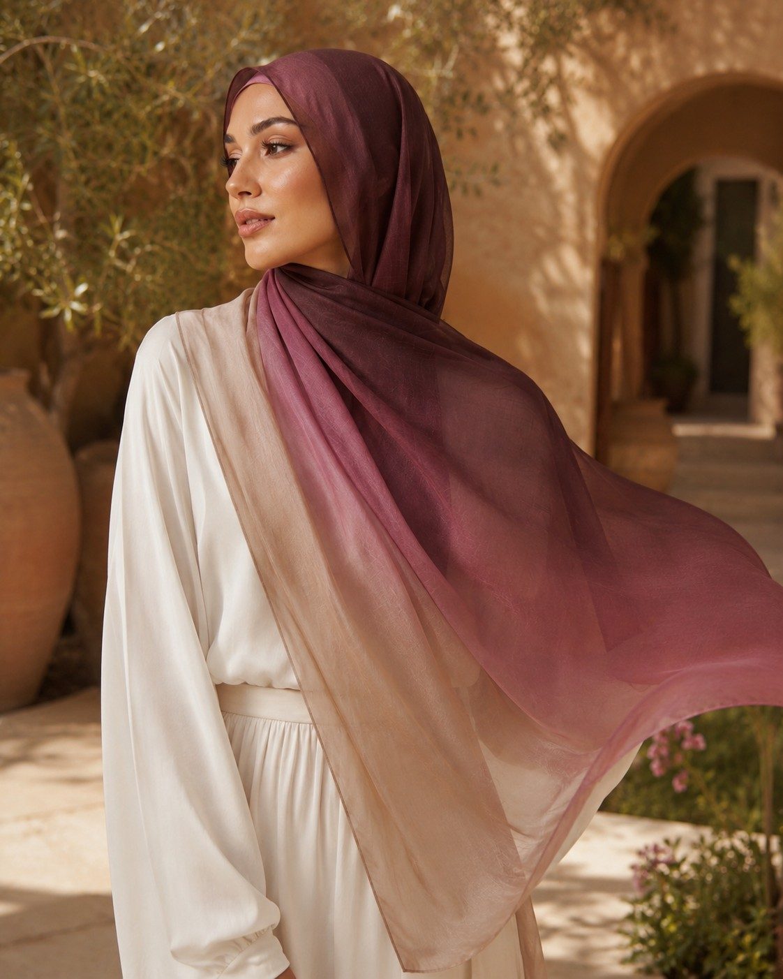 30s Print Modal Plum Rose Ombre Hijab wholesale manufacturer China detail